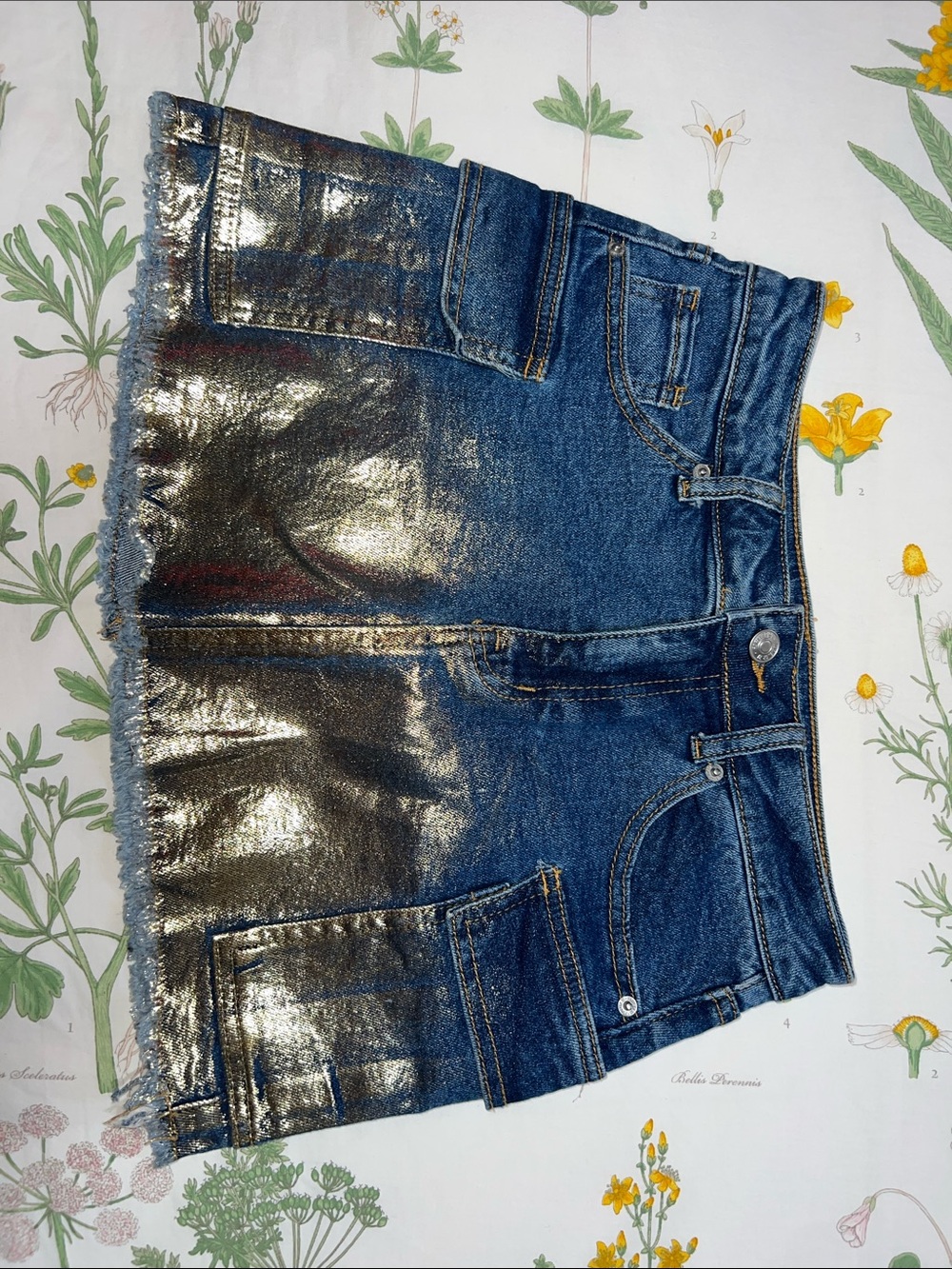 Forever 21 Metallic Blue Denim Mini Skirt